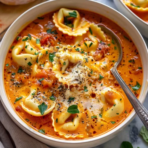 Cheesy Tomato Tortellini Soup