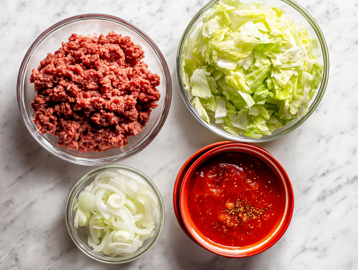 Ground Beef and Cabbage Ingredients