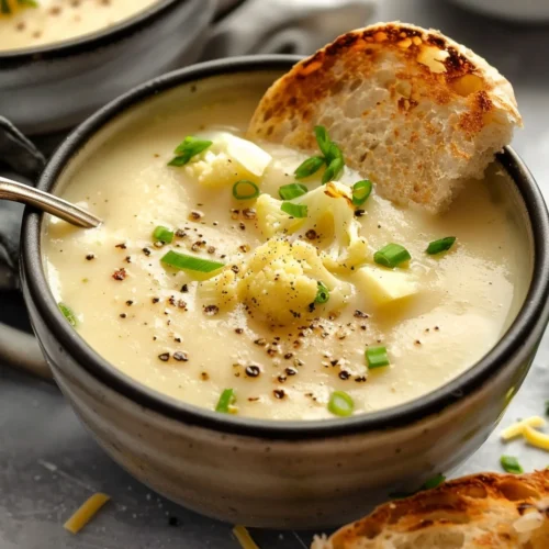 Roasted Garlic Cheddar Cauliflower Soup