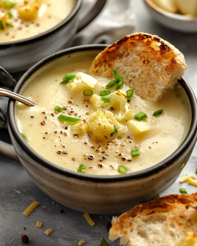 Roasted Garlic Cheddar Cauliflower Soup