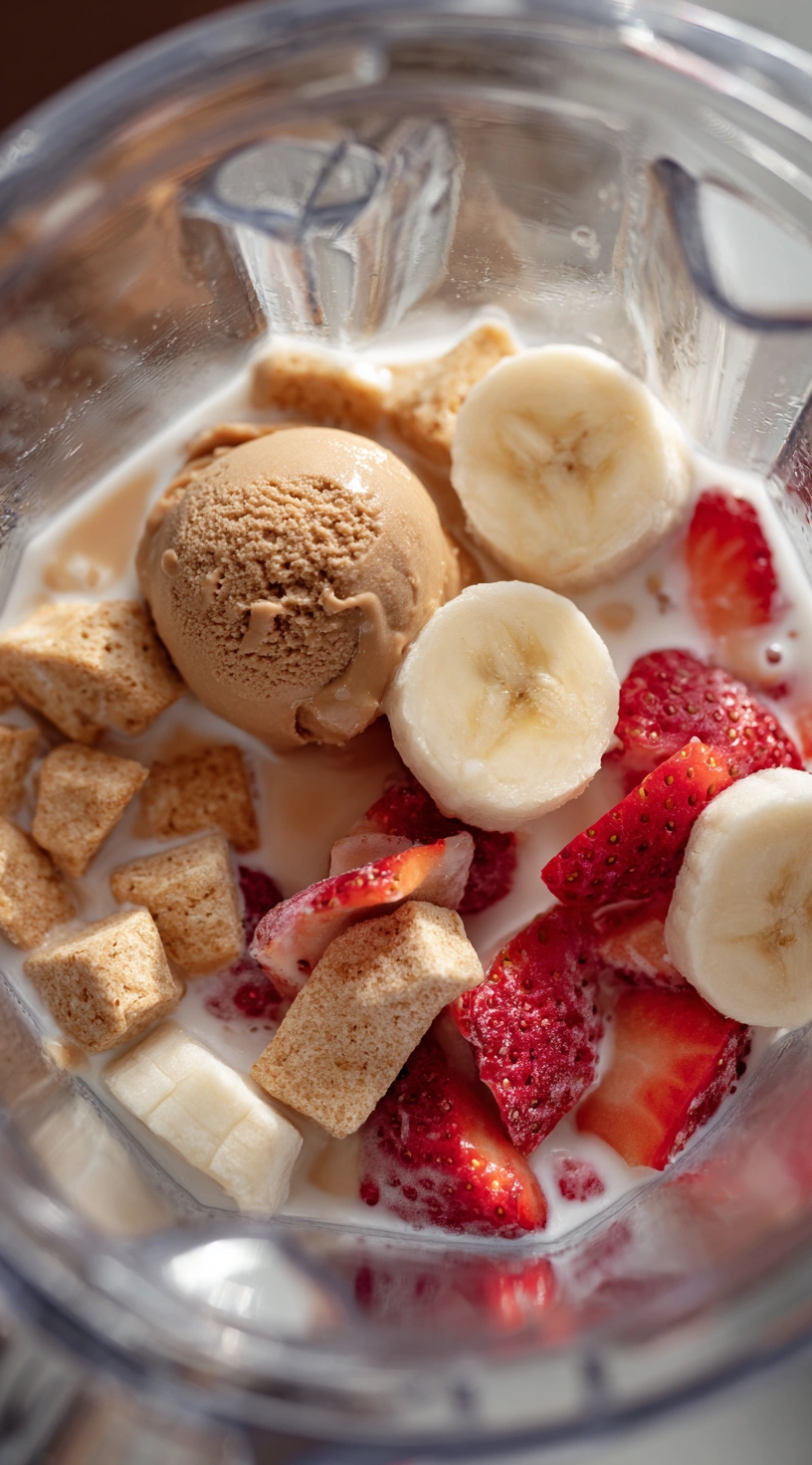 Strawberry Shortcake Protein Smoothie Process
