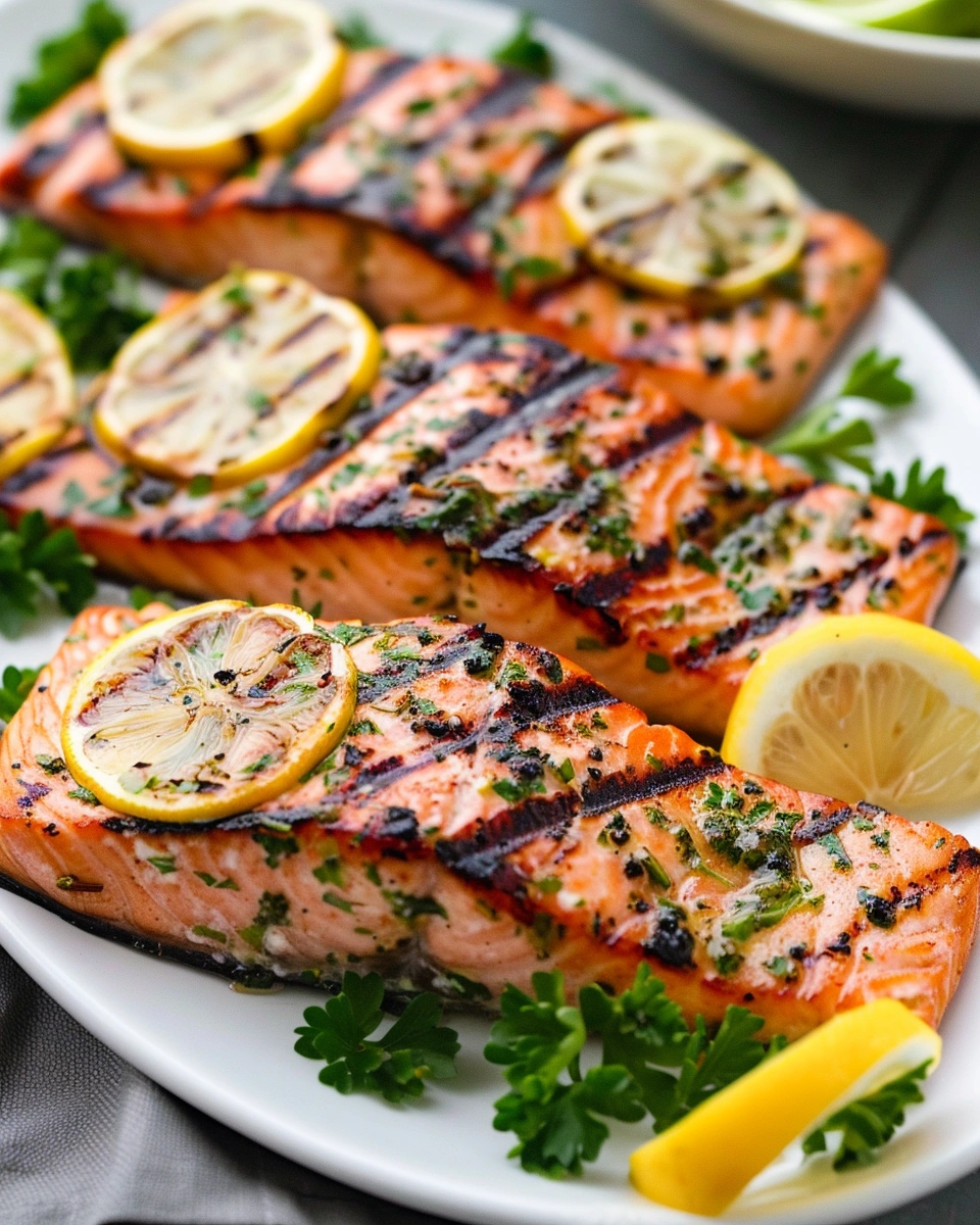 Lemon Garlic Herb Grilled Salmon