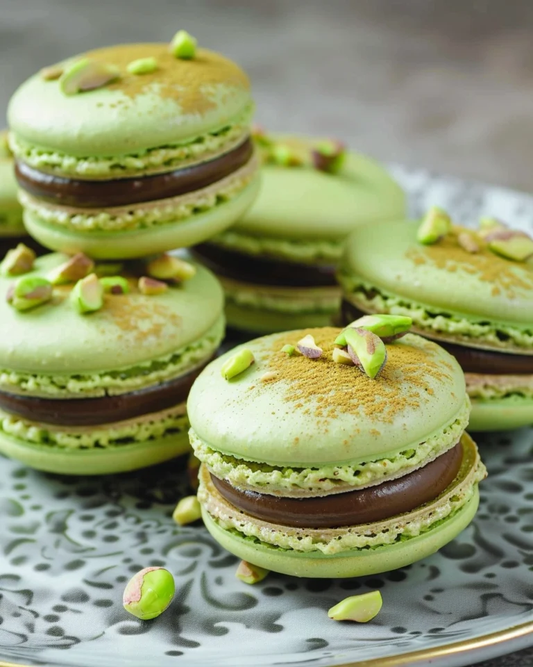 Pistachio Macarons with Pistachio Ganache Filling
