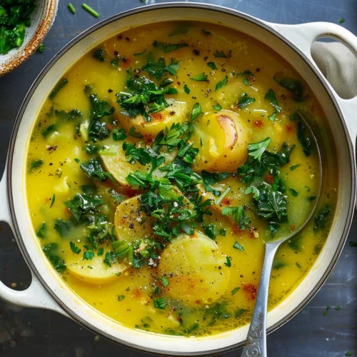 Golden Potato and Greens Soup