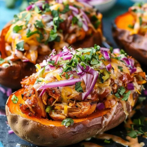 BBQ Chicken Stuffed Sweet Potatoes