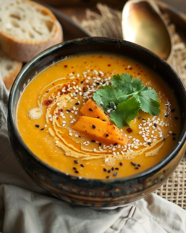 Spicy Sesame Carrot Soup with Red Lentils
