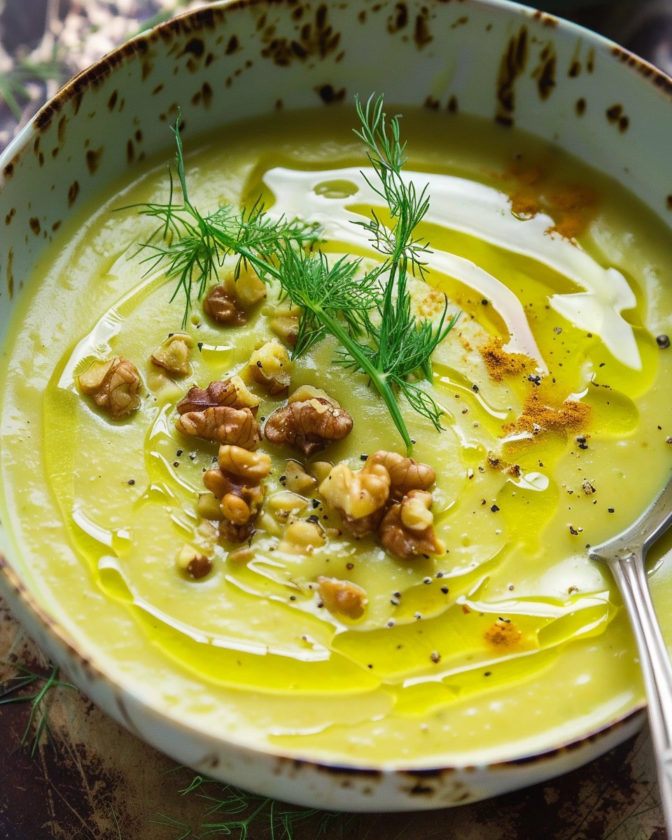 Fennel Leek Soup with Walnuts & Turmeric