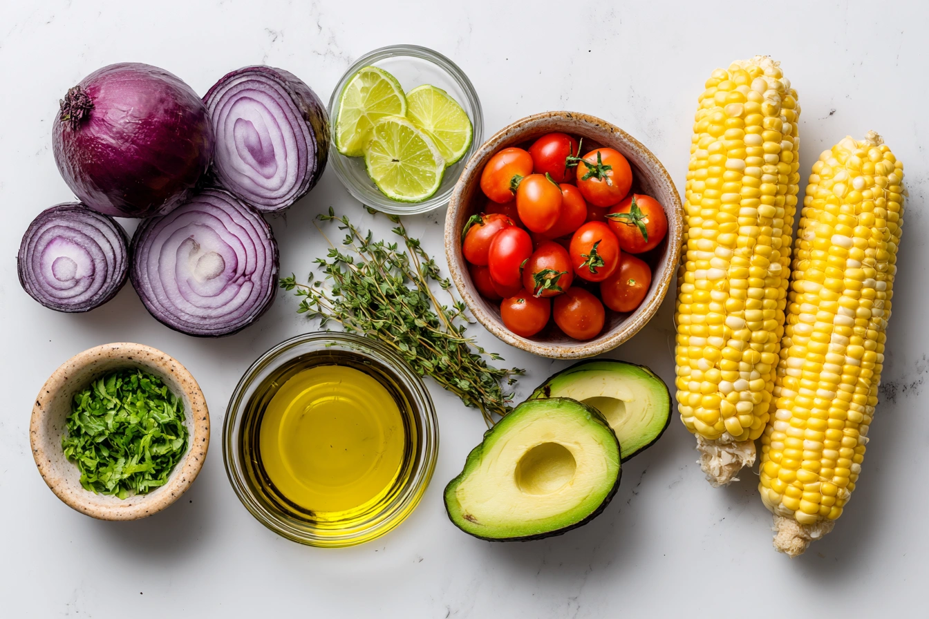 Corn Tomato Avocado Salad Ingredients