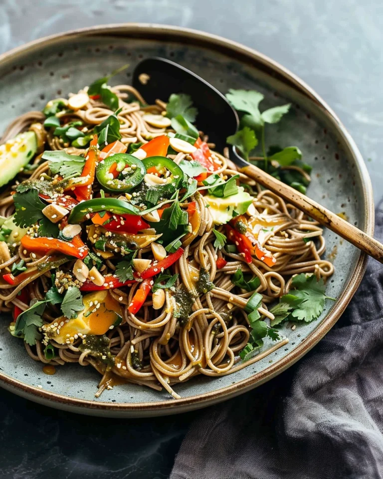 Spicy Peanut Soba Noodle Salad