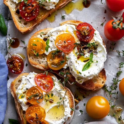 Whipped Ricotta Toast with Marinated Tomatoes