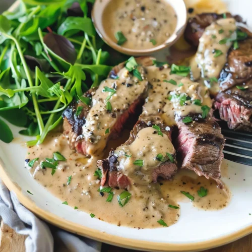 Steak with Peppercorn Sauce