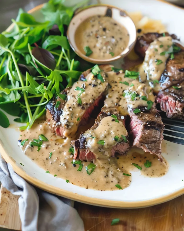 Steak with Peppercorn Sauce