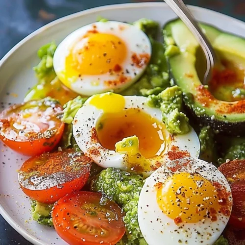 Pesto Tomato, Egg & Avocado Breakfast Salad