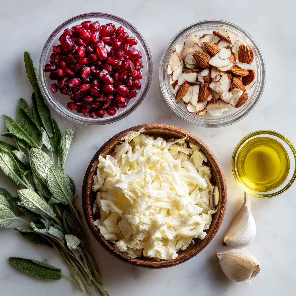 Pomegranate Jeweled White Cheddar, Toasted Almond and Crispy Sage Cheeseball