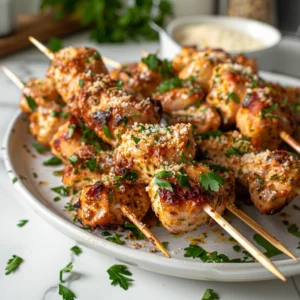Ranch Garlic Parmesan Chicken Skewers