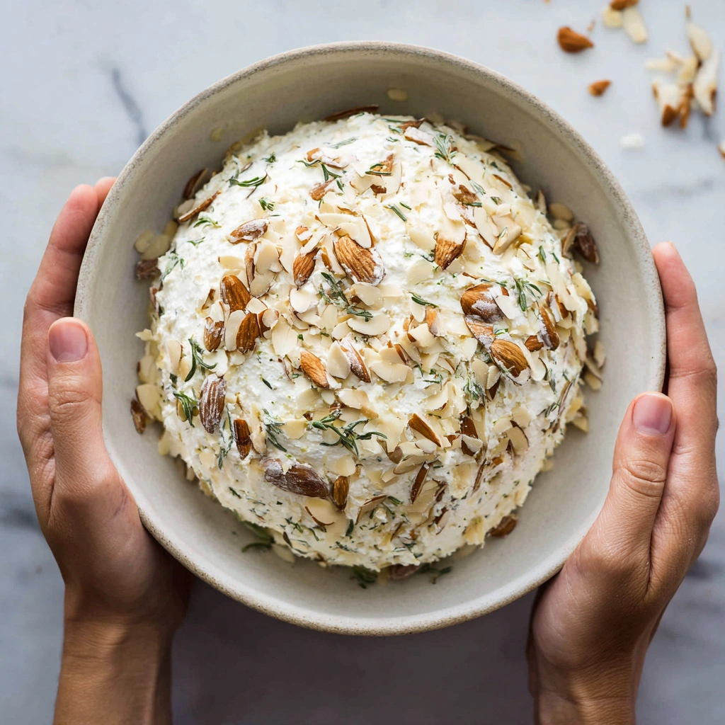 Pomegranate Jeweled White Cheddar, Toasted Almond and Crispy Sage Cheeseball