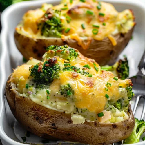 Broccoli Cheddar Stuffed Baked Potatoes