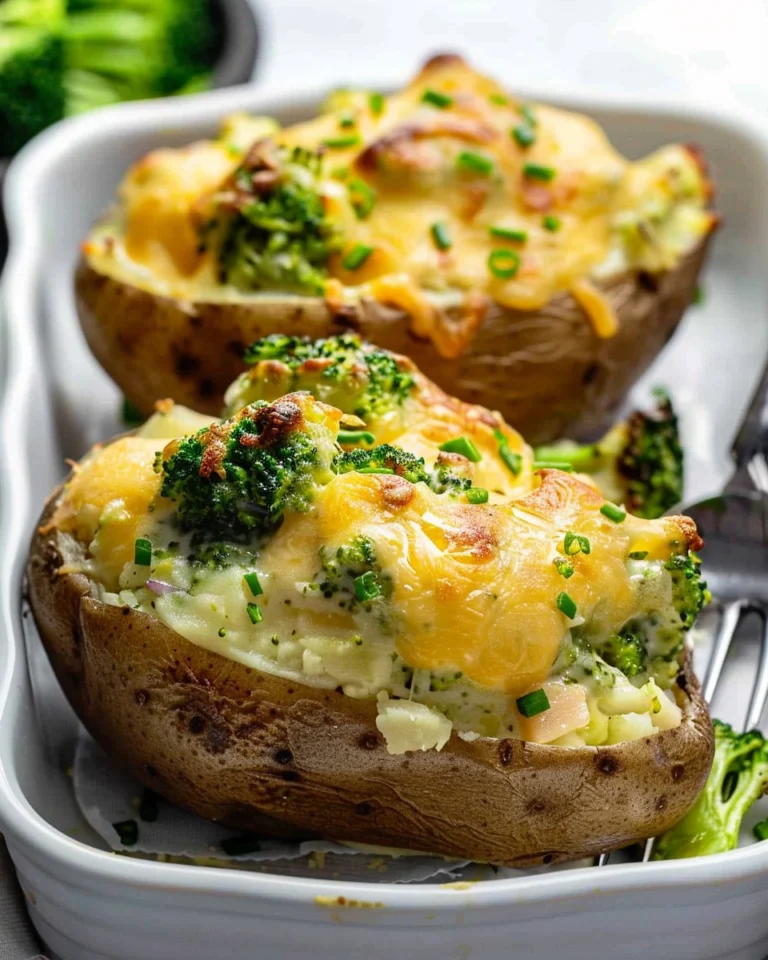 Broccoli Cheddar Stuffed Baked Potatoes