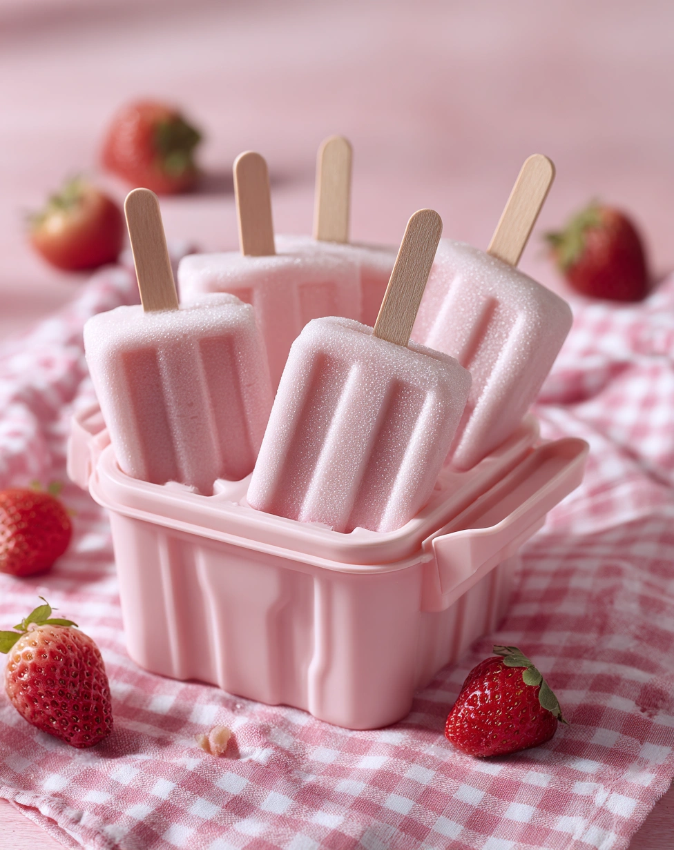 Healthy Strawberry Cheesecake Frozen Yogurt Popsicles