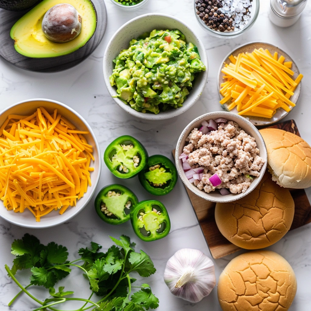 Cheddar Jalapeño Chicken Burgers with Guacamole