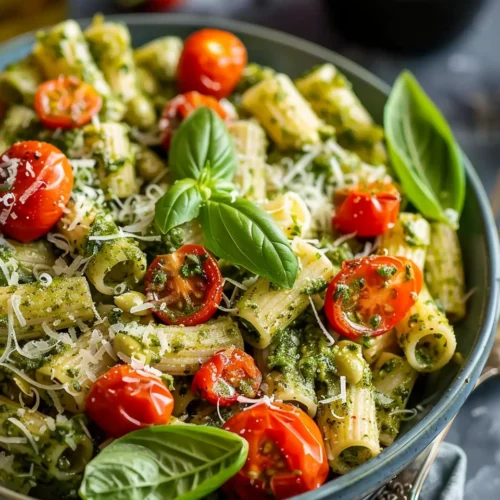 Pesto Pasta with Roasted Tomatoes