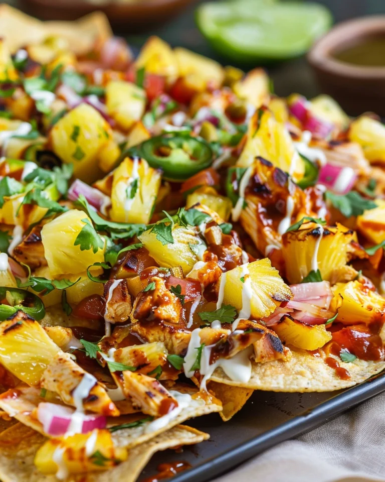 BBQ Chicken and Grilled Pineapple Nachos