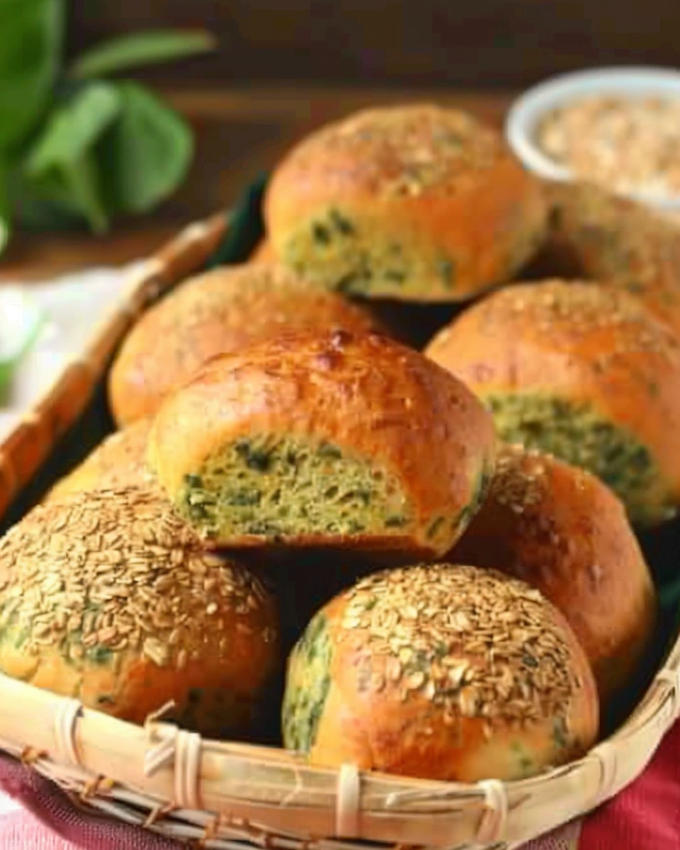 Oat & Spinach Bread Rolls Recipe