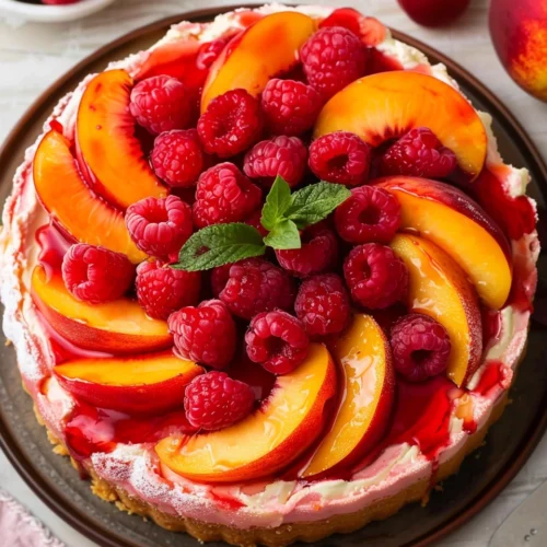 Raspberry Peach Cheesecake