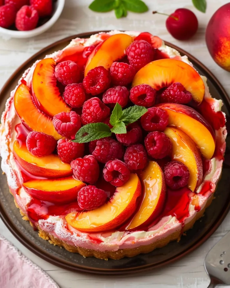 Raspberry Peach Cheesecake