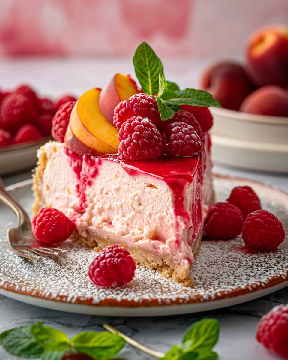 Raspberry Peach Cheesecake