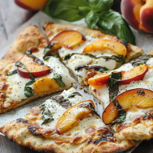 Peach & Basil Naan Bread Pizza