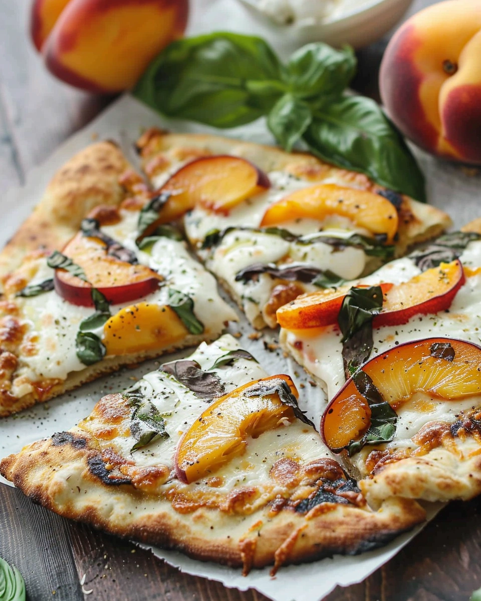Peach & Basil Naan Bread Pizza