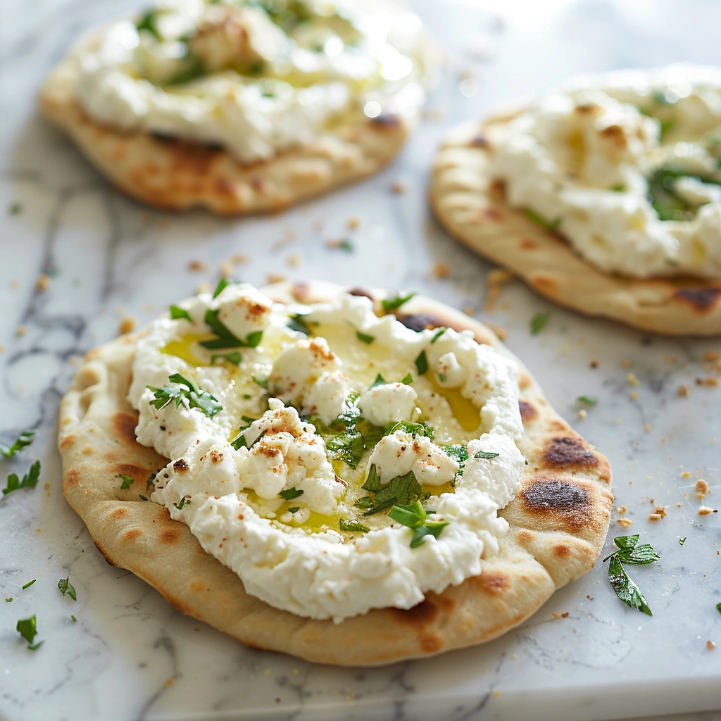 Peach & Basil Naan Bread Pizza