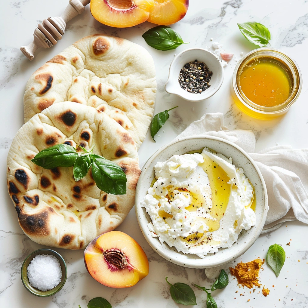 Peach & Basil Naan Bread Pizza