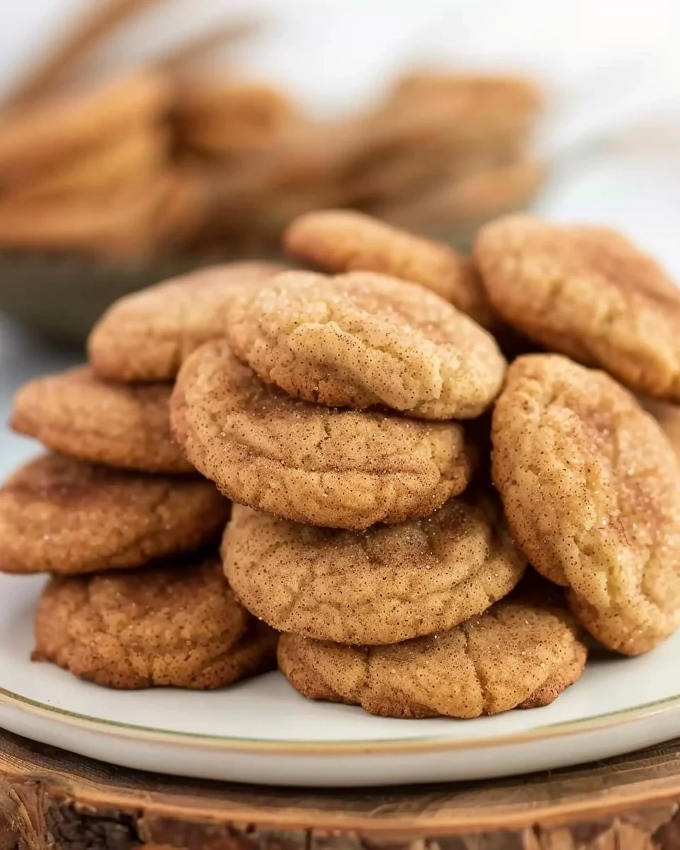 Delicious Apple Butter Snickerdoodles cookies on a plate with cinnamon