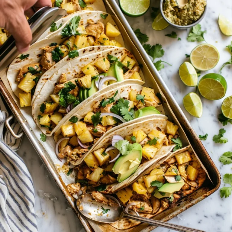 Delicious plate of Chipotle Chicken Tacos with pineapple salsa