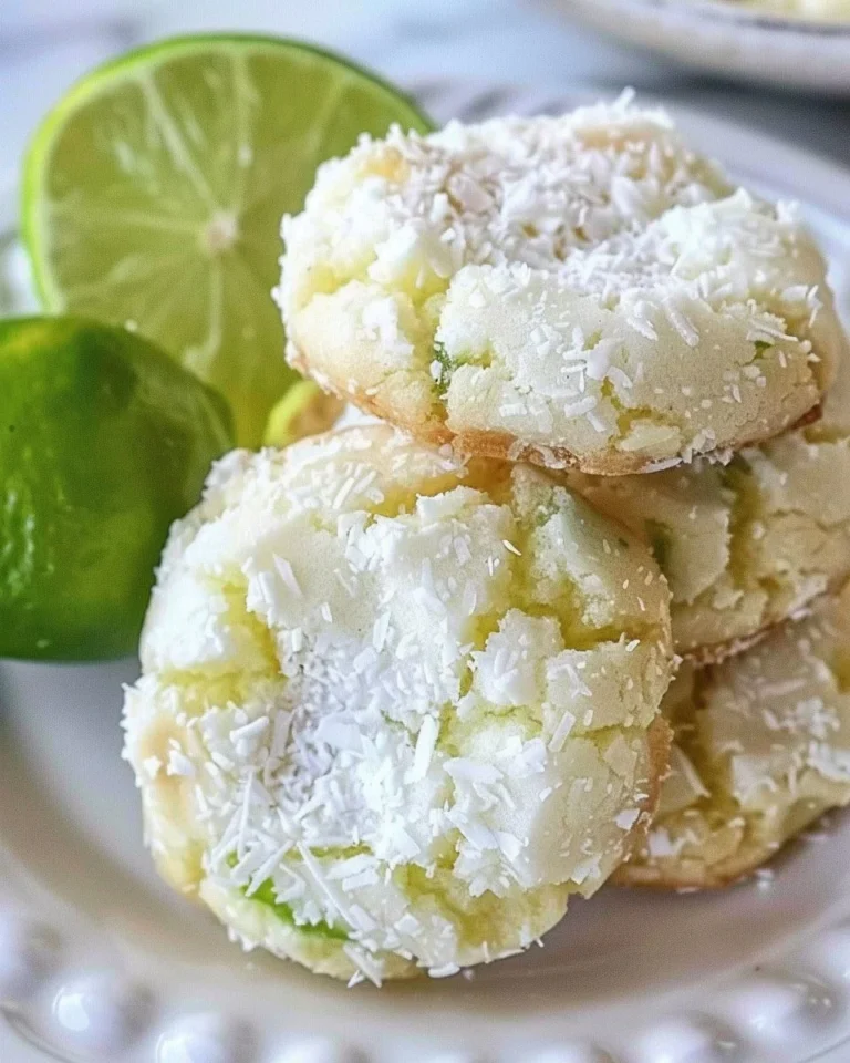 Delicious Coconut Key Lime Crinkle Cookies on a plate, perfect for busy moms.