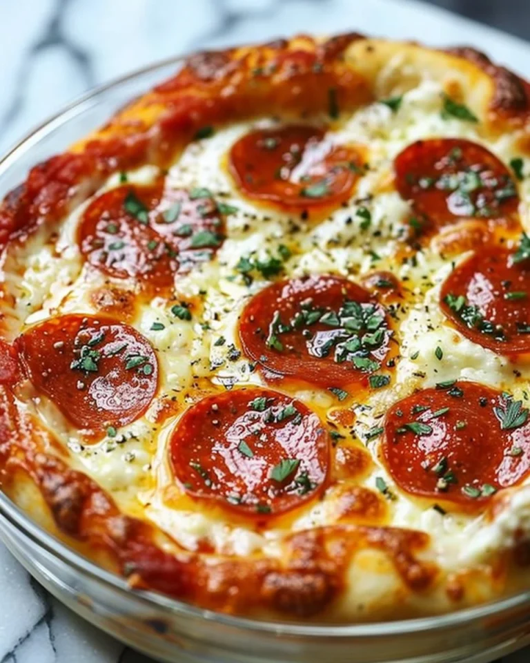 Cottage Cheese Pizza Bowl topped with fresh vegetables and herbs