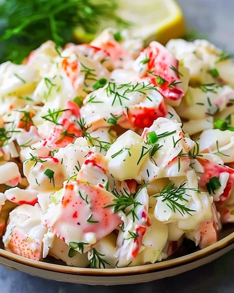 Delicious bowl of crab salad with fresh ingredients and flavorful dressing