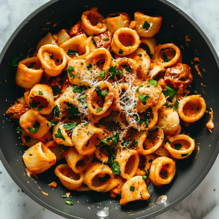 Creamy vegan sun-dried tomato pasta dish ready to serve.