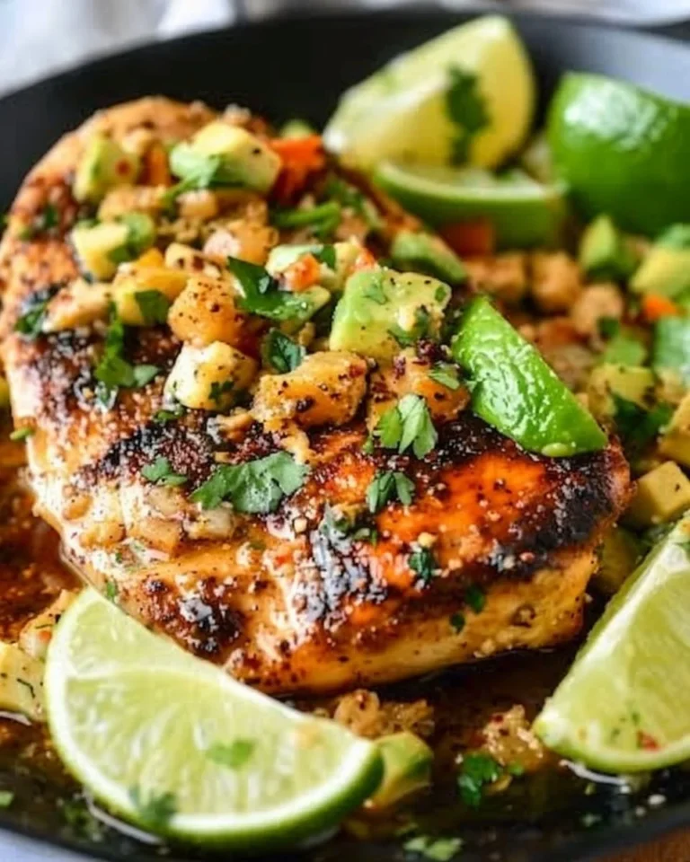 Fiesta Lime Chicken served with lime wedges and fresh herbs