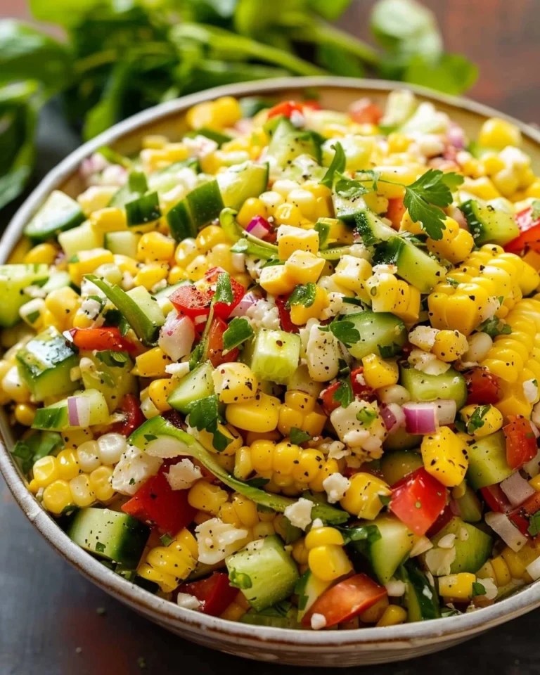 Fresh corn salad served in a bowl, showcasing vibrant summer colors and flavors.
