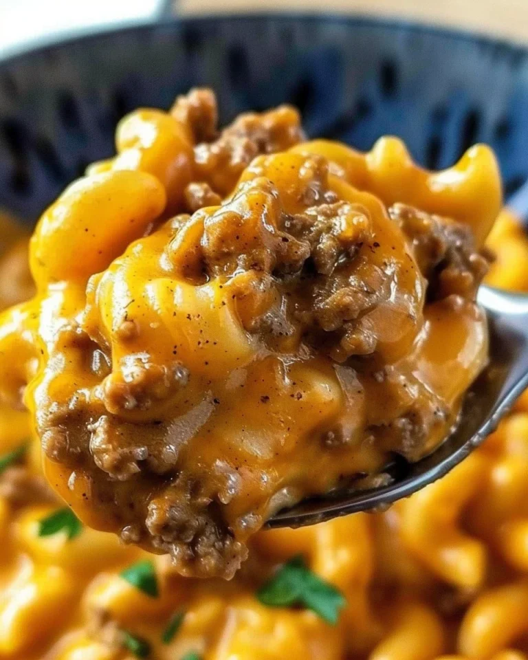 Homemade Hamburger Helper in a pot, ready to serve for dinner.