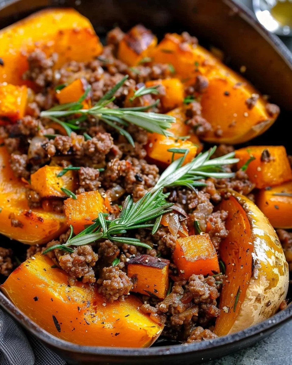 Homemade Roasted Butternut Squash with Ground Beef - FlirtyFood