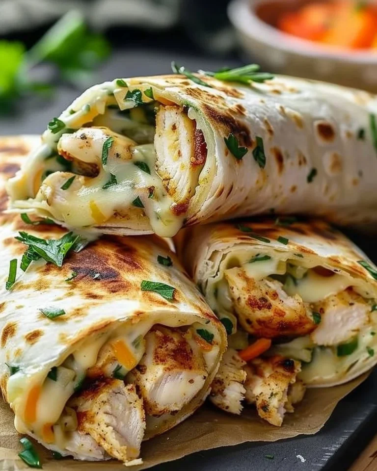 Low carb cheesy garlic chicken wraps served on a plate