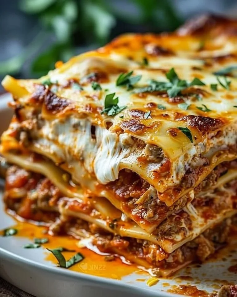 Delicious Million Dollar Lasagna with layers of cheese and meat