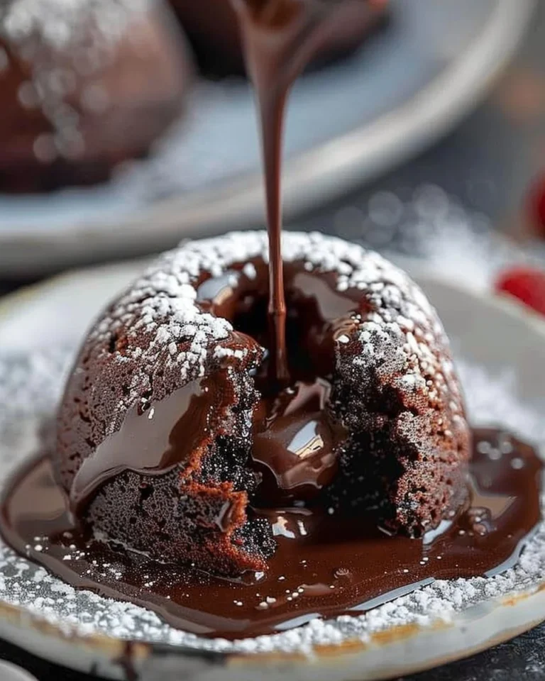 Delicious molten chocolate lava cakes with a gooey center ready to be served.