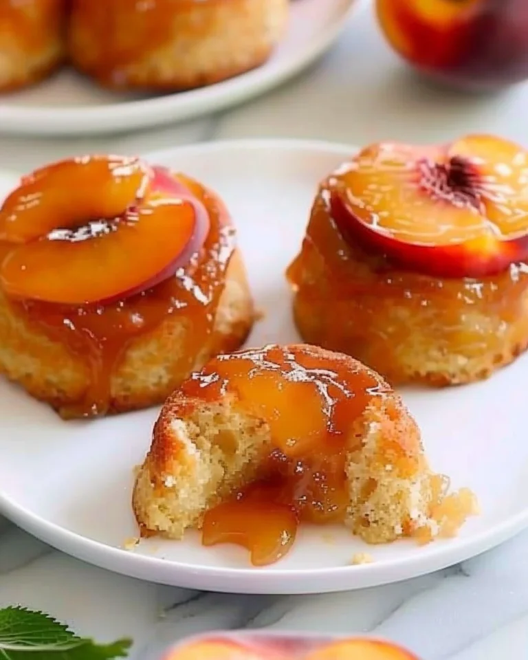 Moist peach upside down mini cakes for busy moms