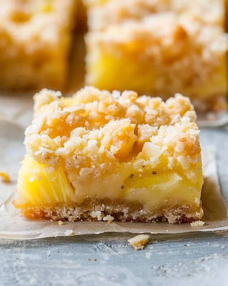 Delicious Pineapple Crumble Bars with a crispy topping, ready in 30 minutes.