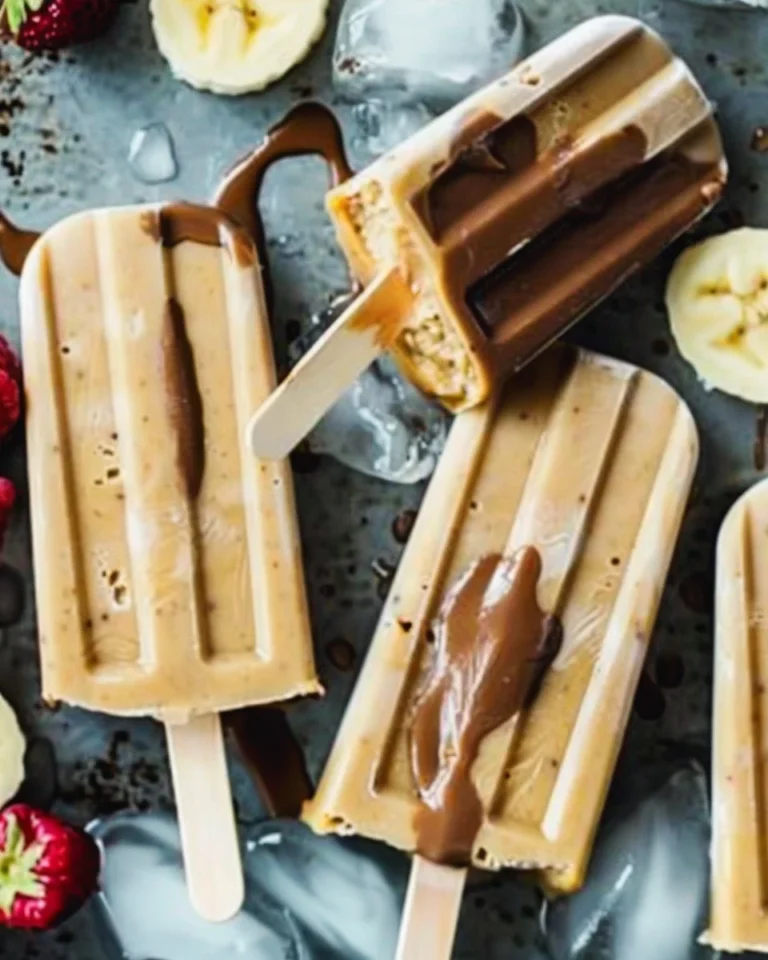 3-Ingredient peanut butter and banana popsicles in colorful molds